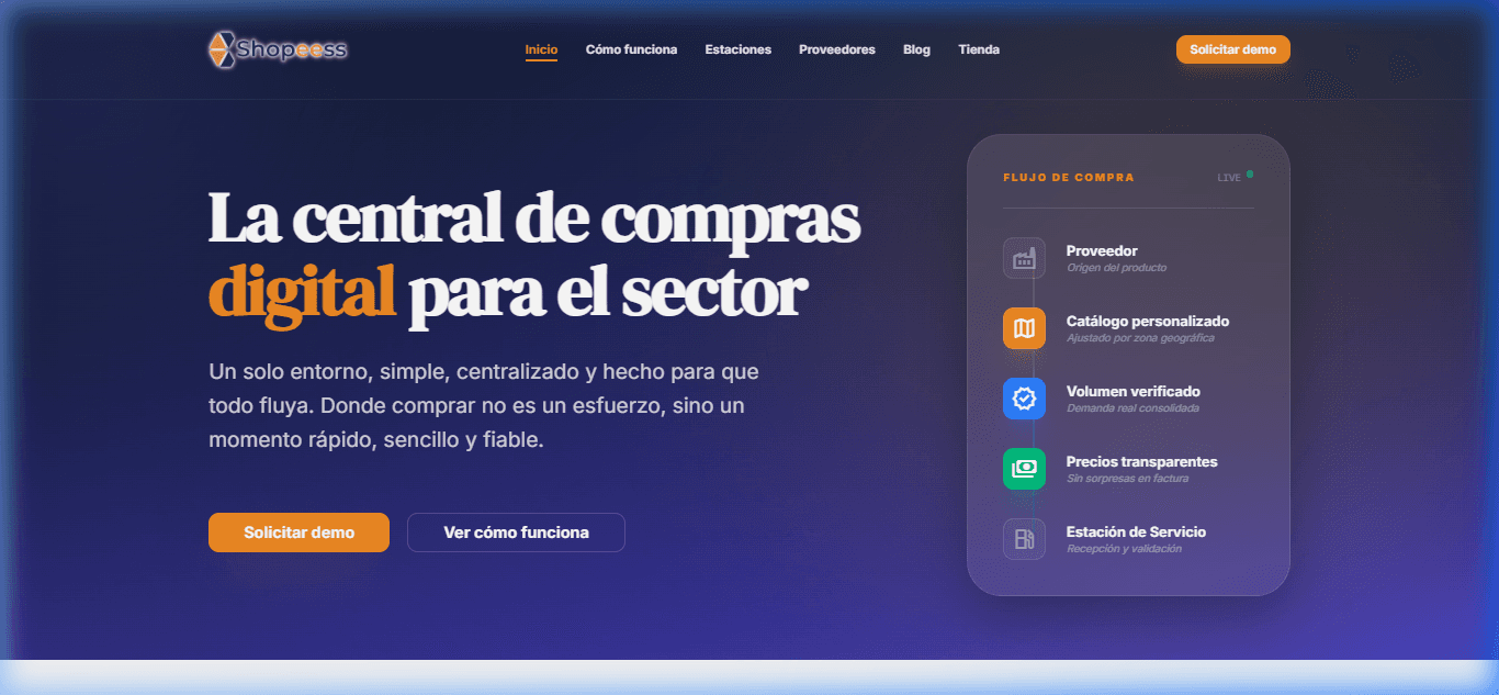 Plataforma B2B para gestión de suministros en estaciones de servicio.